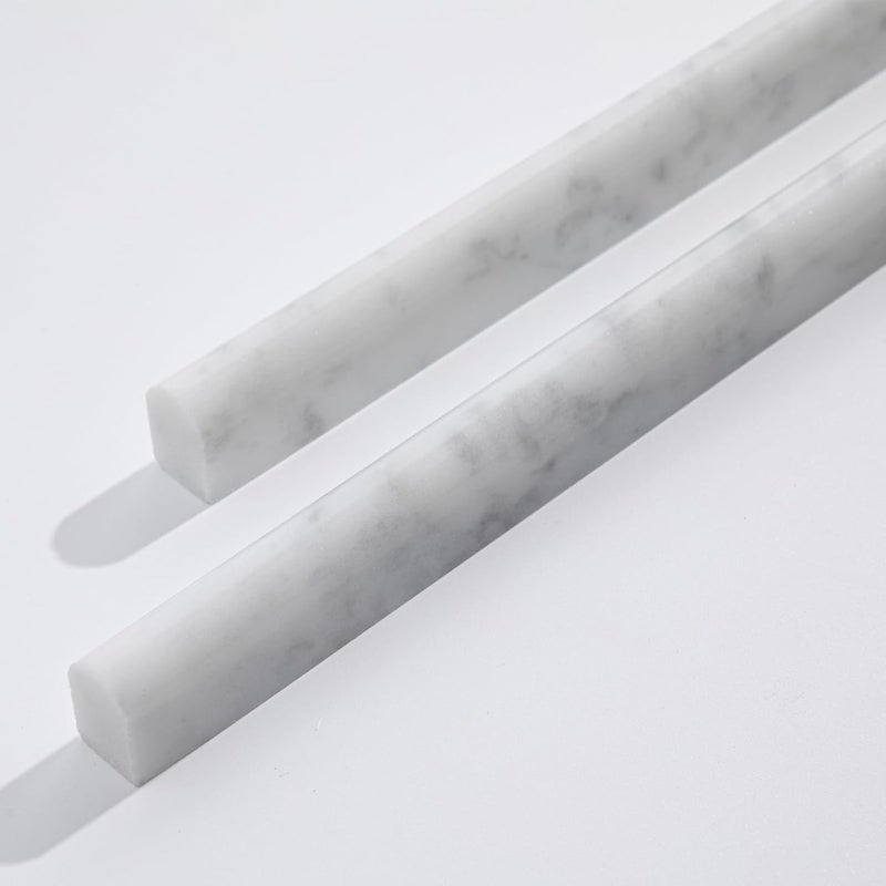 Lovdeco Carrara White 1/2" X 12" Marble Pencil Liner Tile, Edge Trim Molding for Shower and Backsplash, Bullnose Tile Trim Polished, 10 Pcs/Box - Image 4